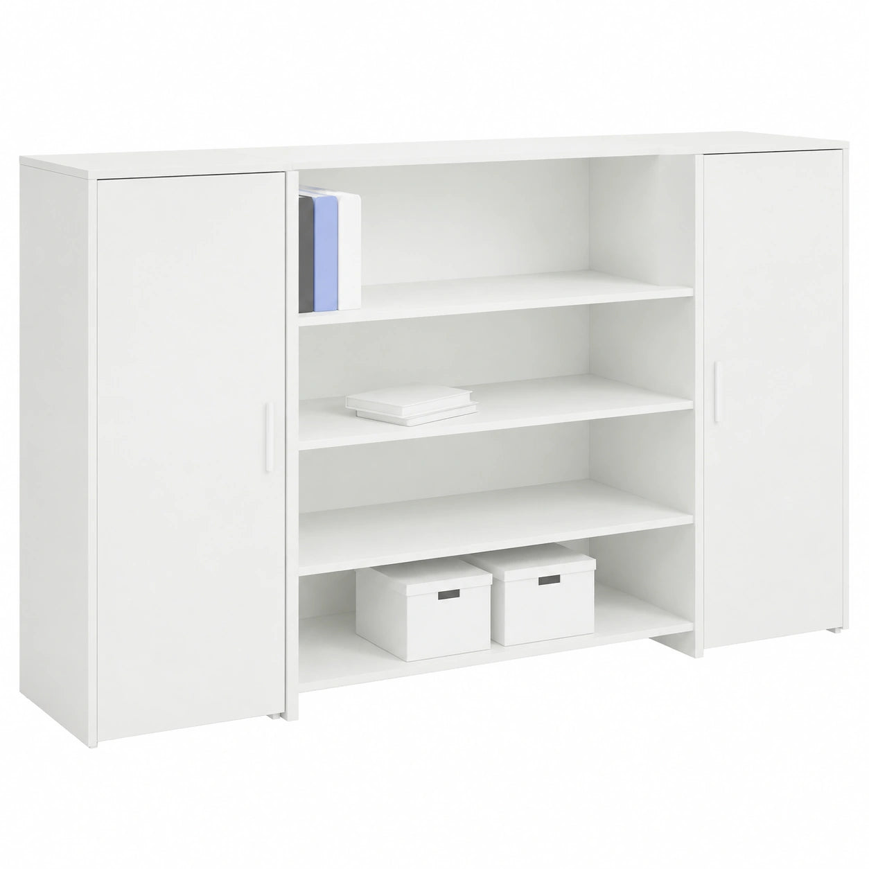 Bancone per ricevimento, in legno bianco, 180 × 50 × 103,5 cm, con spazio e armadietto, versatile bancone per ufficio e ricevimento