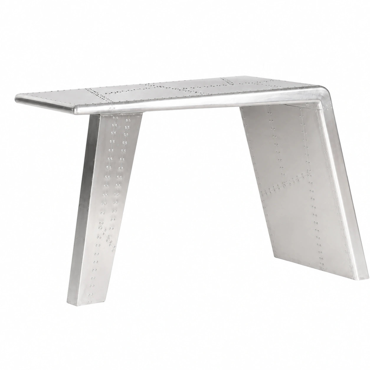 Scrivania effetto aereo, 112 × 50 × 76 cm, in metallo MDF patchwork, con dettagli rivetti, per ufficio