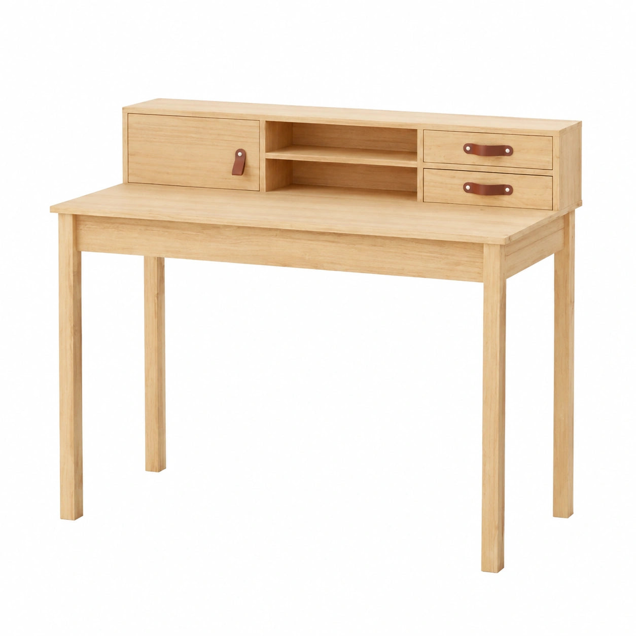 Scrivania in legno di pino massiccio, 110 × 50 × 93 cm, compatta, per computer, con vano portaoggetti e cassetto