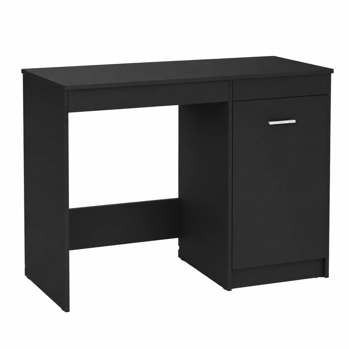 Scrivania nera in legno con armadio, 100 × 50 × 76 cm, spazio e ripiano, scrivania per computer da ufficio per casa, gaming