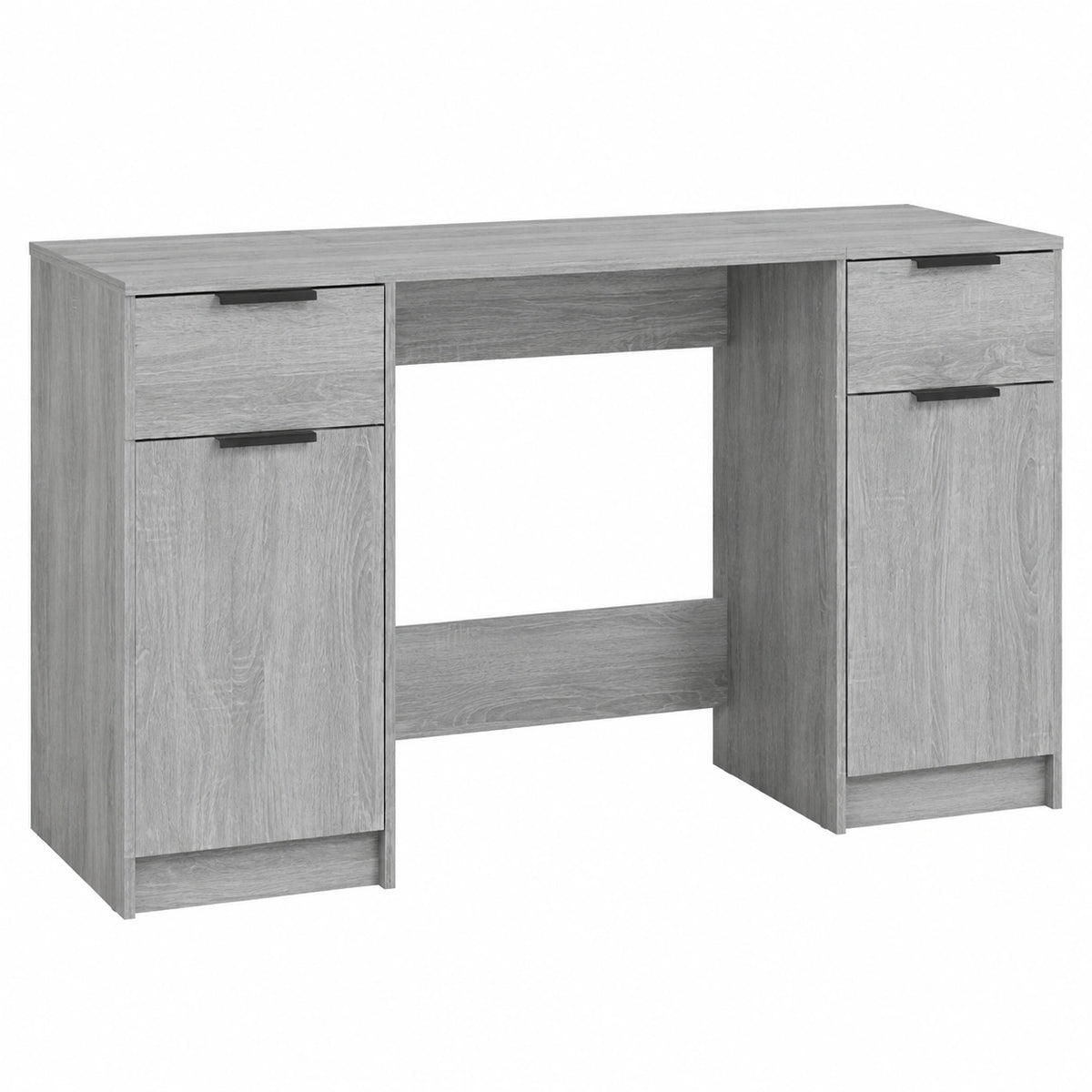 Scrivania con armadietto in legno Sonoma, colore grigio, 100 × 50 × 75 cm, per studio, ufficio