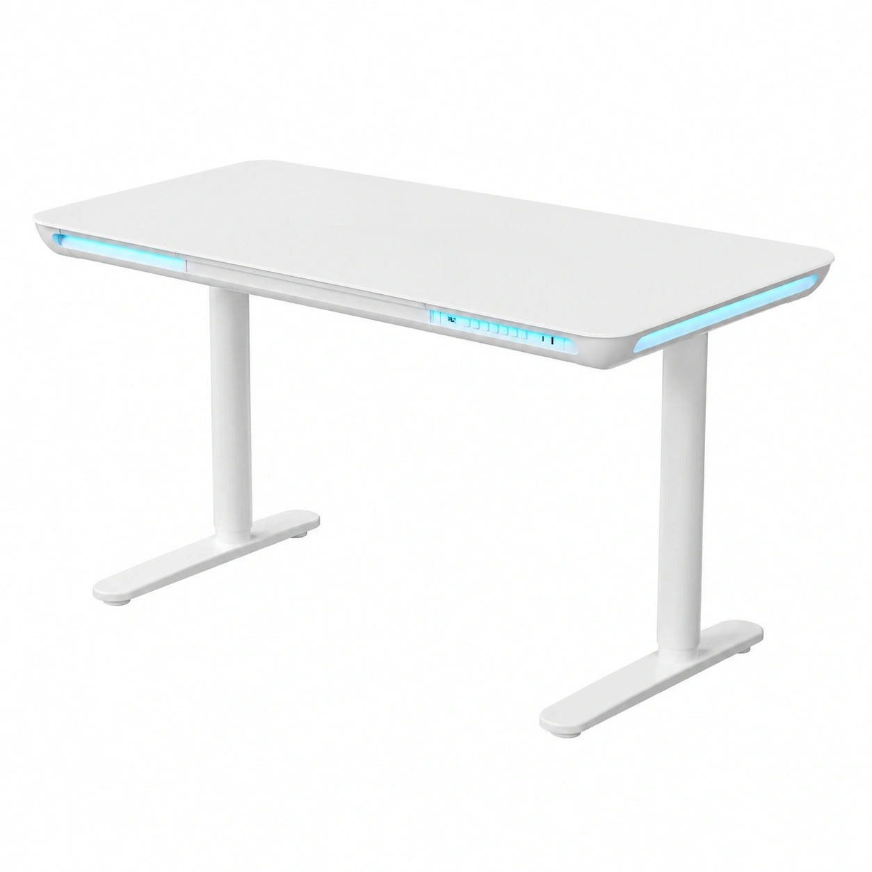 Scrivania per computer Nomo, tavolo da gaming LED 120 × 60 cm, scrivania da ufficio con porte USB-C e USB 3.0, superficie in vetro, scrivania