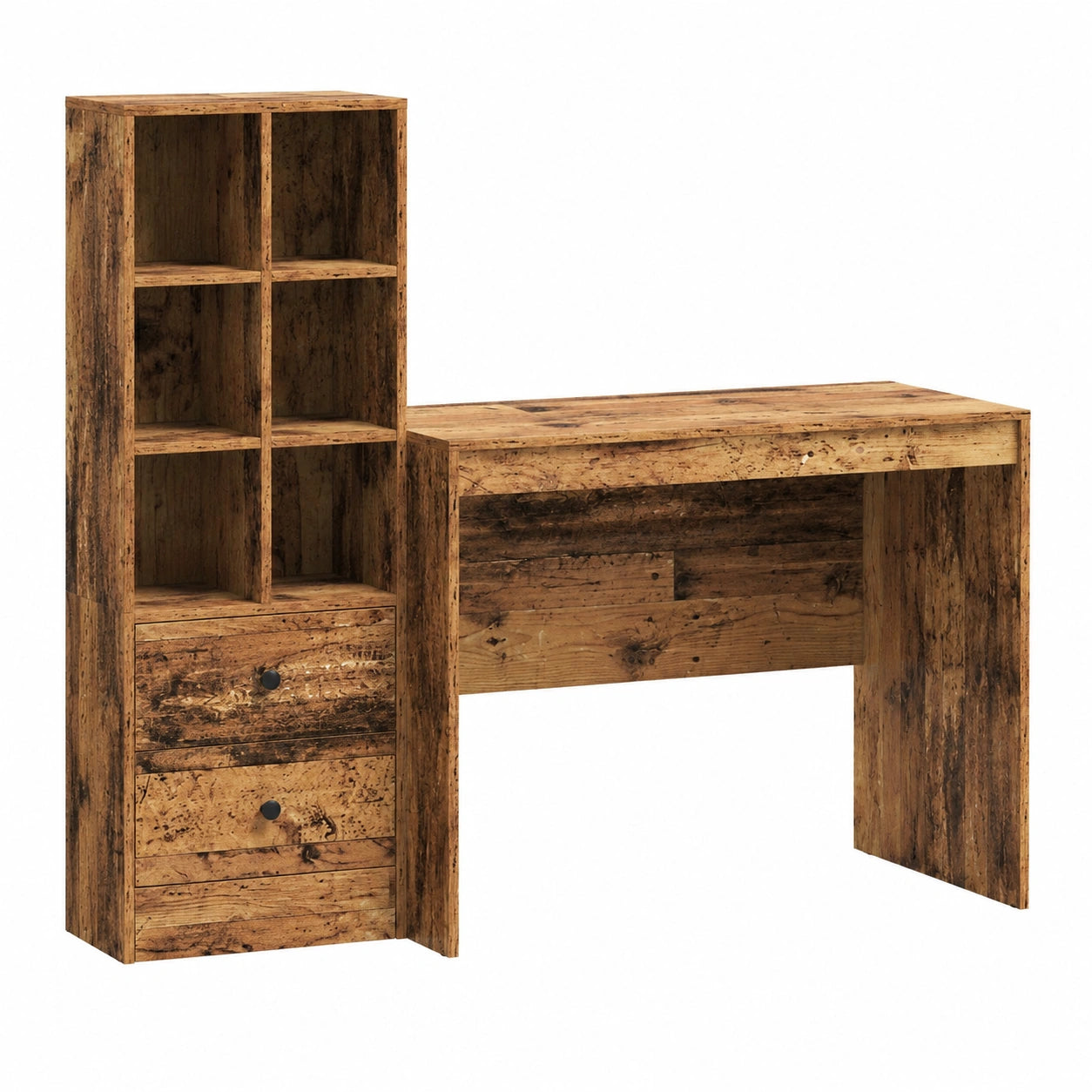 Scrivania in legno anticato, 90 × 50 × 76 cm, tavolo per computer, laptop e PC, compatta per casa ufficio