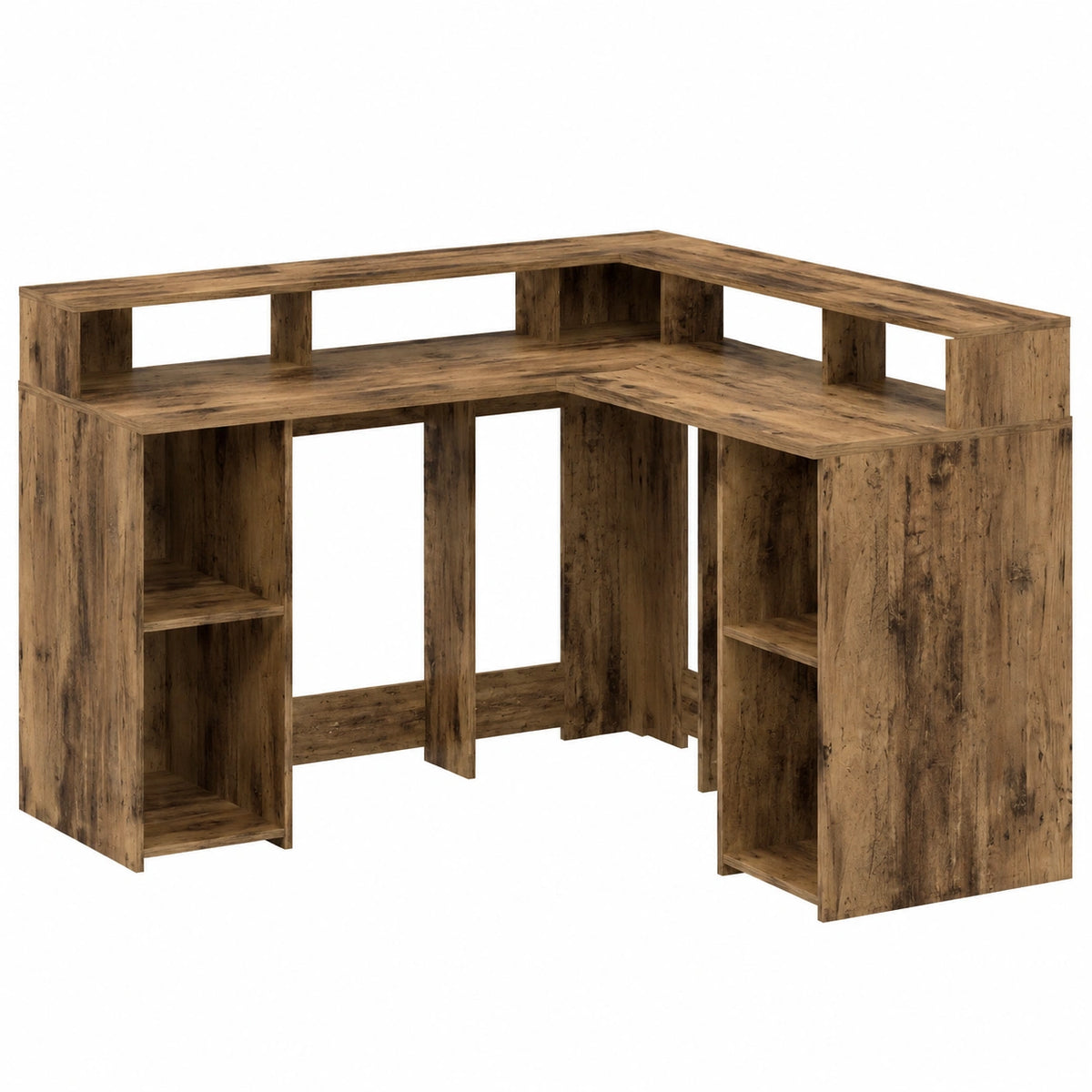 Scrivania angolare 130 × 130 cm, in legno anticato con LED RGB Gaming Scrivania a forma di L, portata 120 kg, moderno per casa, ufficio