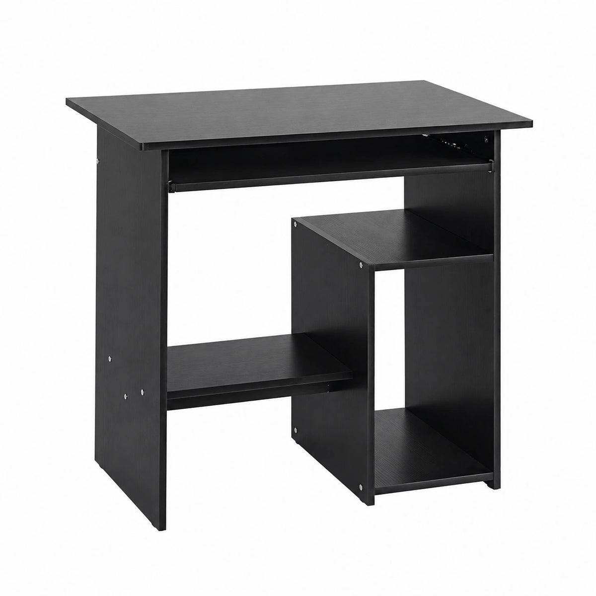 Scrivania Salvaspazio da Casa e Ufficio Porta PC 80 × 45 × 75cm Nero, Scrivania per Computer Moderna, Porta PC, Ripiano per CPU, Mensola per Tastiera
