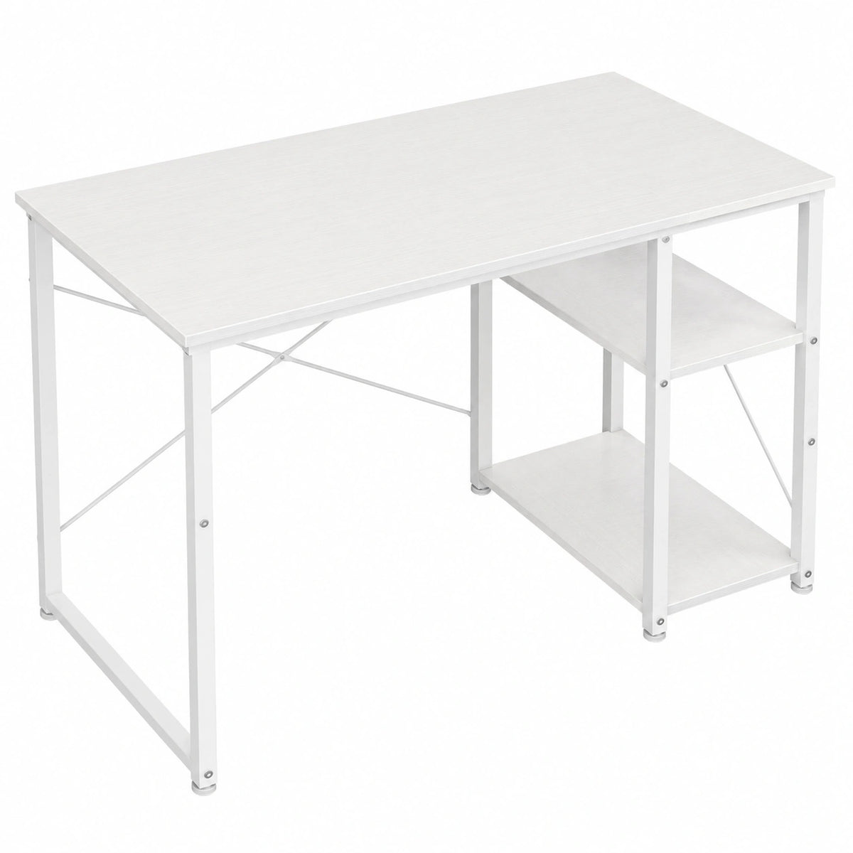 Scrivania con Libreria Reversibile, 100 × 48 cm, Salvaspazio, Bianca, Scrivania Computer con Ripiani Regolabili in Altezza