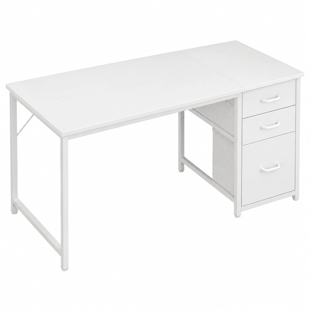Scrivania con 3 Cassetti Reversibile Gancio Cuffie 120 × 48cm, 3 cassetti in tessuto, reversibile, perfetta per casa, ufficio e studio