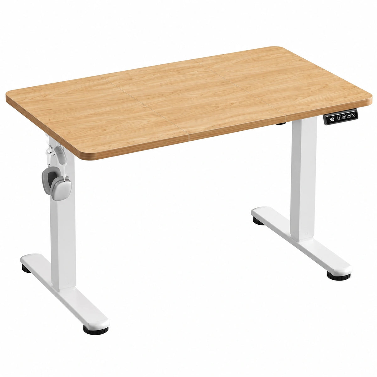 Scrivania regolabile in altezza 100 × 60 cm, telecomando a 4 tasti con funzione memoria, dotata di gancio, adatta per ufficio, studio e gaming