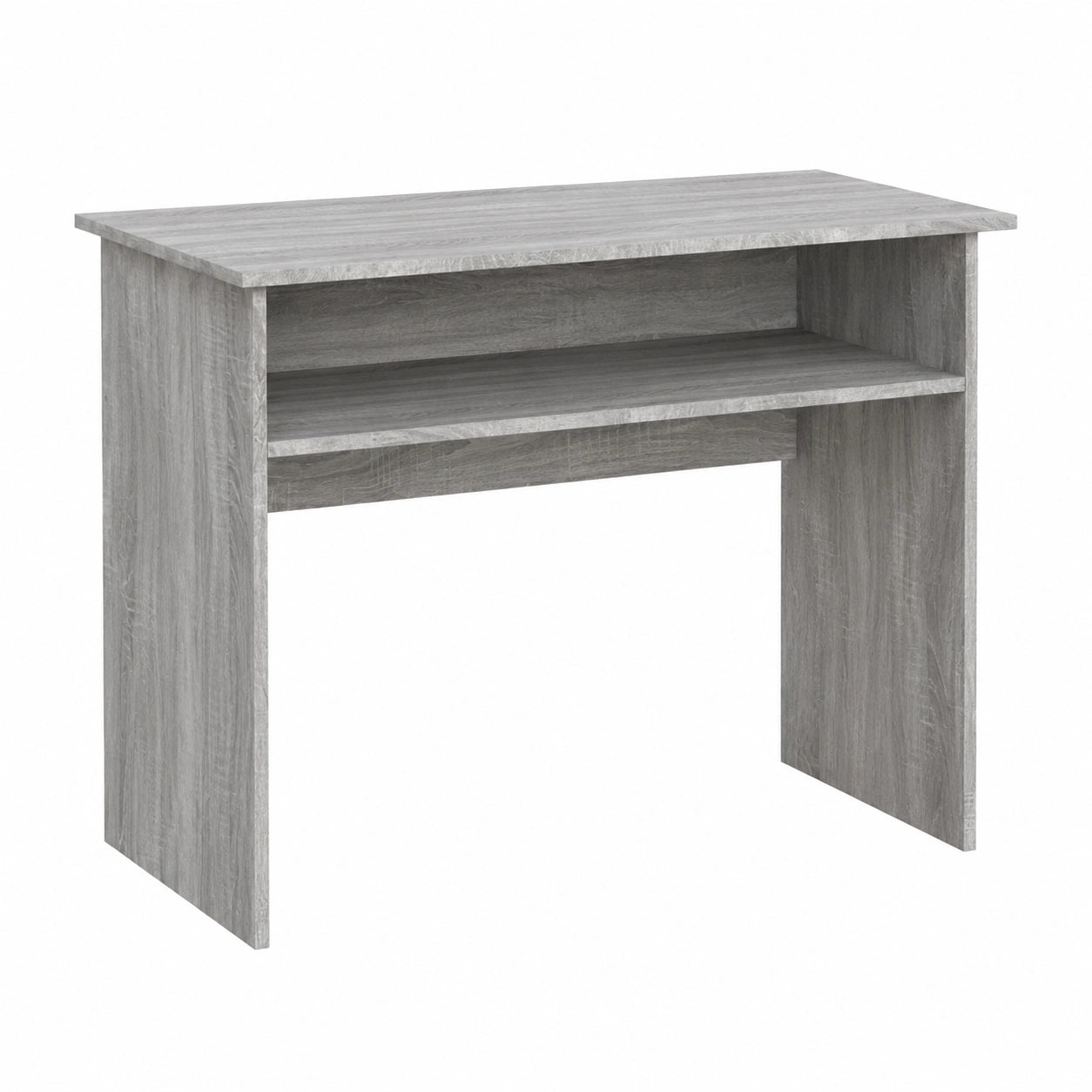 Scrivania grigio Sonoma in legno 90 × 50 × 74 cm con vano portaoggetti per computer, laptop, casa ufficio, ufficio, gaming e studio